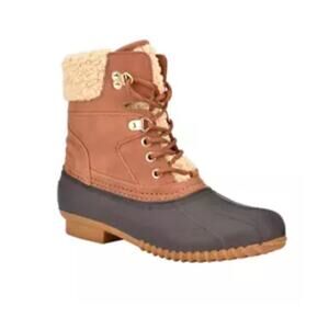 Tommy Hilfiger Rainah Duck Boots Womens 8M Brown Lace Up Waterproof Winter Boots